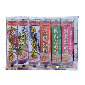 きのこ王国 スティックなめ茸 海鮮6本セット (かに味噌煮込み/かに煮込み/鮭煮込み/うに/昆布/明太)