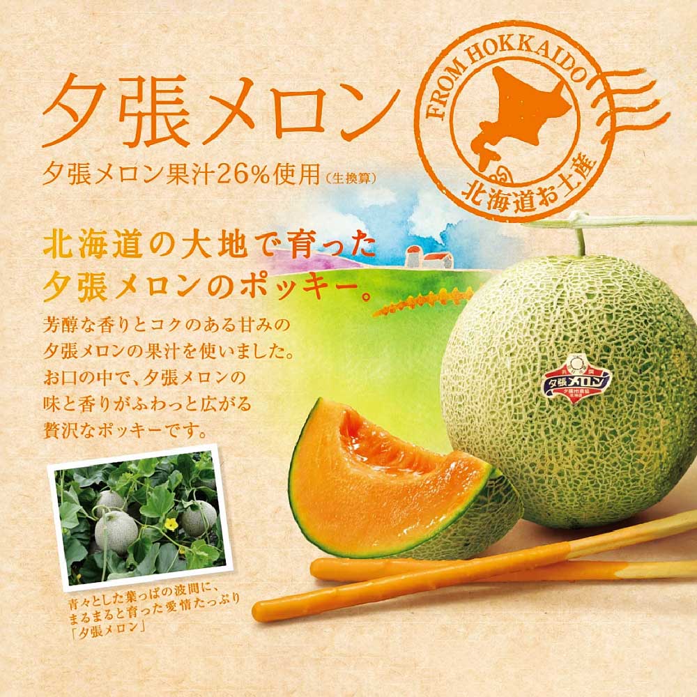 夕張メロン ポッキー 13袋 北海道限定 夕張メロン果汁使用│はっぴ