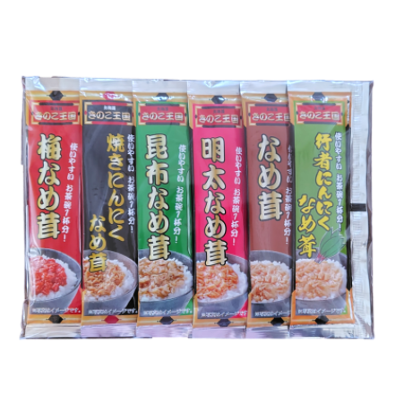 きのこ王国 スティックなめ茸6本セット（梅/明太/昆布/焼きにんにく/行者にんにく/なめ茸）